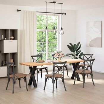 Patas Para Mesa Comedor Forma X 2 Uds | Patas Para Mesa Acero Negro 50x(72-73) Cm
