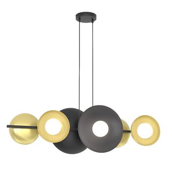 Lámpara colgante cirion negro+dorado (6 luces)