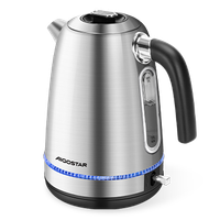 aigostar frey - hervidor agua electrico de acero inoxidable 17 litros 2200 w con azul led iluminacion filtro extraible indicador nivel agua proteccion para hervir en seco y apagado automatico