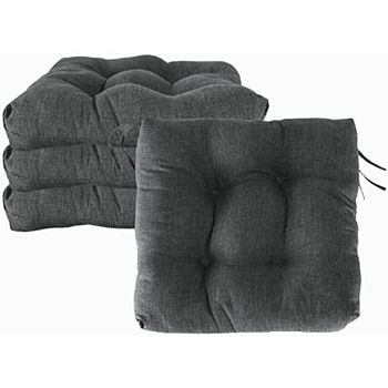 REINO MANSIDI Cojín de silla sin respaldo gris liso 40x40x7cm pack 4,para Terraza,Jardin y Exterior.