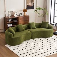 sofa modular curvo de 4 plazas - mueble para salon - chenilla - verde 275x115x63cm