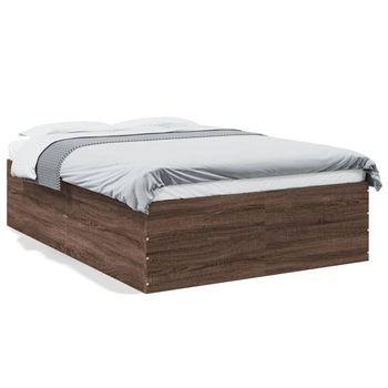 Estructura De Cama Madera De Ingeniería Marrón Roble 120x190 Cm Vidaxl