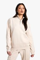 sudadera tall con cremallera a la mitad y detalle de anillo beige