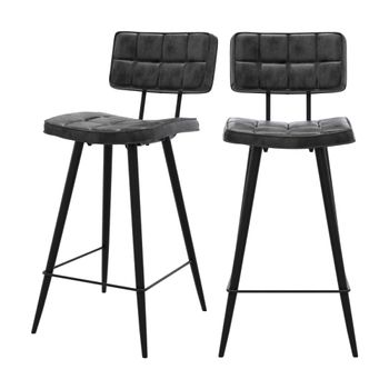 Set de 2 taburetes para isla de cocina gris/negro 66 cm