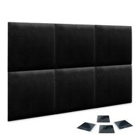 dhome juego de 6 paneles tapizados de terciopelo premium pack autoadhesivos para pared acusticos absorbentes proteccion impactos negro 50x50cm x6