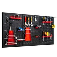 pared de herramientas con 25 accesorios para colgar sistema de almacenamiento surtido de portaherramientas 3 paneles perforados 120 x 60 cm