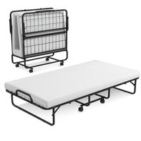costway cama plegable con colchon de espuma viscoelastica cama de invitados portatil marco de metal para adultos hogar oficina 191 x 96 x 28 cm