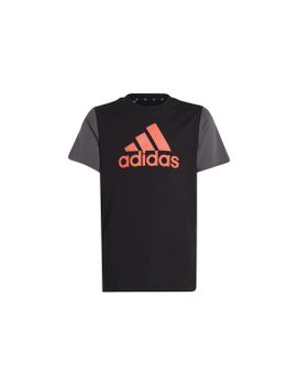 Camiseta adidas Essentials Big Logo Colorblock Cotton Infantil Negro