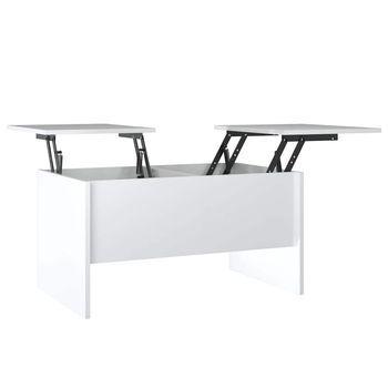 Mesa De Café - Mesa De Centro Madera De Ingeniería Blanco Brillo 80x50x42,5 Cm