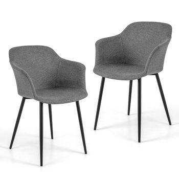 Costway Juego de 2 Sillas de Comedor Tapizadas con Respaldo Ergonómico Reposabrazos Anchos 60 x 53 x 82,5 cm