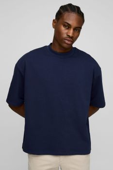 Camiseta Oversize Recta Con Cuello Extendido, Navy