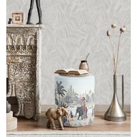 papel pintado vinilico hexagonos gris y lineas plata en relieve - maurice metrix 681674 de gaulan - rollo de 10 m x 106 m
