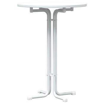 Mesa Alta De Comedor | Mesa De Cena Madera Ingeniería Y Acero Blanco Ø80x110cm