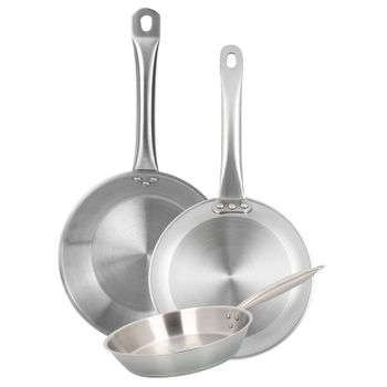 Set de 3 sartenes de acero inox gris ø20-24-28 cm