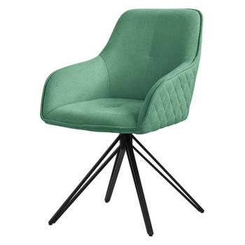Silla de comedor giratoria color verde tapizado de tela tejida