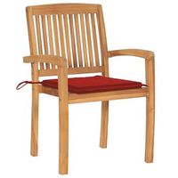 pack 2 uds sillas de jardin  silla de exterior  sillon con cojines madera maciza de teca rojo