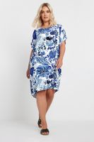 yours vestido fresco corto de flores azules mujer curvy y tallas grandes yours
