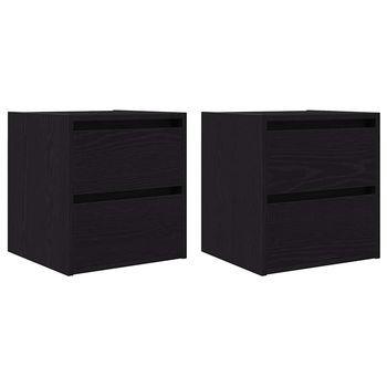 Mesillas De Noche De Pared 2 Unidades Roble Negro 38x34x40 Cm