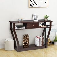 mesa con cajon y repisa 120x30x81cm marron mesa moderna para entrada salon dormitorio estudio oficina