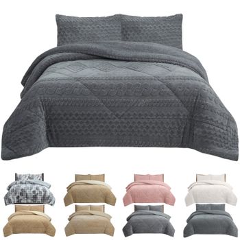 Novotextil Edredón Invierno Sherpa Extra Grueso 560gr/m2 Efecto Borreguito - Extra Suave, Cálido y Transpirable con 1 o 2 Fundas Almohada (50x70)