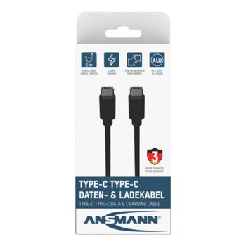 Cable USB Ansmann 1700-0122 2 m USB-C a USB-C 5 Gbit/s Negro