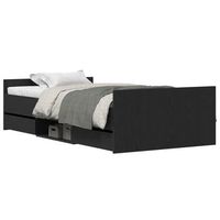 estructura de cama con cajon roble negro 203 x 93 x 50 cm vidaxl