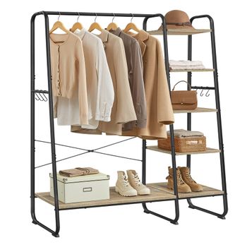 Perchero para ropa con zapatero, Marrón Turquesa + Negro Mate