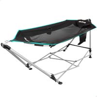 hamaca plegable con estructura de acero y posavasos 265x78x80 cm gris