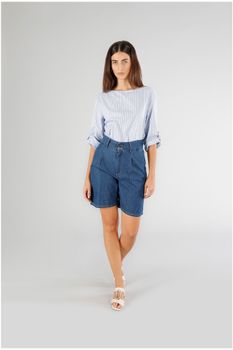 bermudas con pliegues medium blue 40
