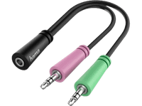 adaptador cable de audio - hama 00200351 de jack 35 mm 4-pin a 2x 3-pin negro