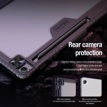 Nillkin para Samsung Galaxy Tab S9 Plus S10 FE Plus S10 Ultra funda deslizante armadura de cámara parachoques de cuero PC + Protector de PU para S9 Ultra