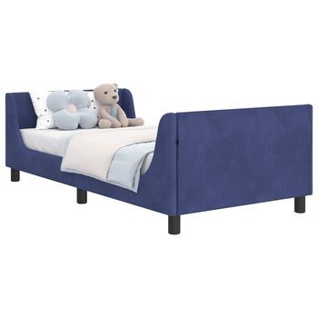 Cama Individual | Cama Para Niños Con Cabecero Azul Policía 90 X 200 Cm