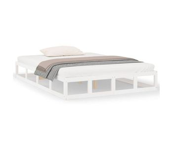 Estructura de cama de madera maciza blanca 140x190 cm