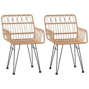 Pack 2 Uds Sillas De Jardín | Silla De Exterior | Sillón Con Reposabrazos Ratán Pe 56x64x80 Cm