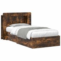 estructura de cama con almacenamiento roble ahumado vidaxl