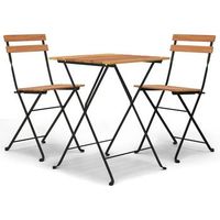 muebles cafeteria plegables 3 uds  mesa y sillas madera maciza teca y acero