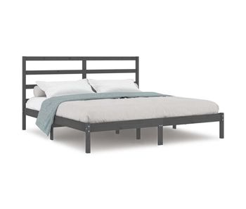 Estructura de cama de madera maciza de pino gris 200x200 cm