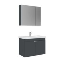 conjunto de mueble con lavabo y espejo 2 piezas  - 80 x 45 x 58 cm - antracita mate
