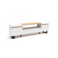 mueble tv con patas y almacenamiento 203 cm kavos up blanco - roble arena 203 x 57 x 346 cm
