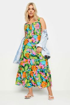 Yours Vestido Tirantes Verde Tropical, Mujer Curvy Y Tallas Grandes, Yours