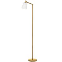 homcom lampara de pie led regulable con 3 temperaturas de color 3000k-6500k pantalla giratoria bombilla e27 blanco y dorado