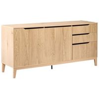 aparador moderno con estantes y cajones patas de madera sala de estar marron claro moncton