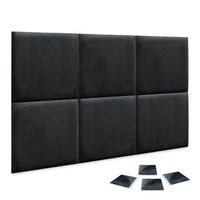 dhome juego de 6 paneles tapizados de tela autoadhesivos para pared acusticos absorbentes proteccion impactos cabeceros negro 50x50cm x6