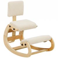 homcom silla de rodillas ergonomica con respaldo apoyo para rodillas y tapizado de pana crema   aosom espana