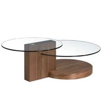 mesa centro redonda cristal templado y nogal angel cerda 2019 120x80x38