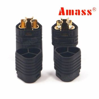 Conector macho y hembra negro de tres agujeros Amass MT60, 1 par