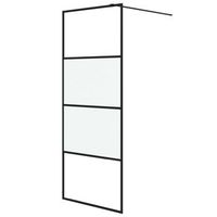 mampara de ducha vidrio esg semiesmerilado negro 80x195 cm vidaxl