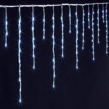 Cortina Estalactica Iluminada 900 Led Efecto Nevada 15m Con Temporizador Blanco Frio Para Exterior