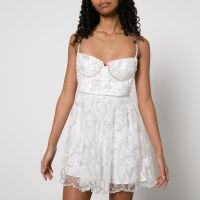 self-portrait embellished tulle mini dress - us 8uk 12