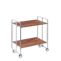 carrito camarera bauhaus armazon gris 2 bandejas color cedro